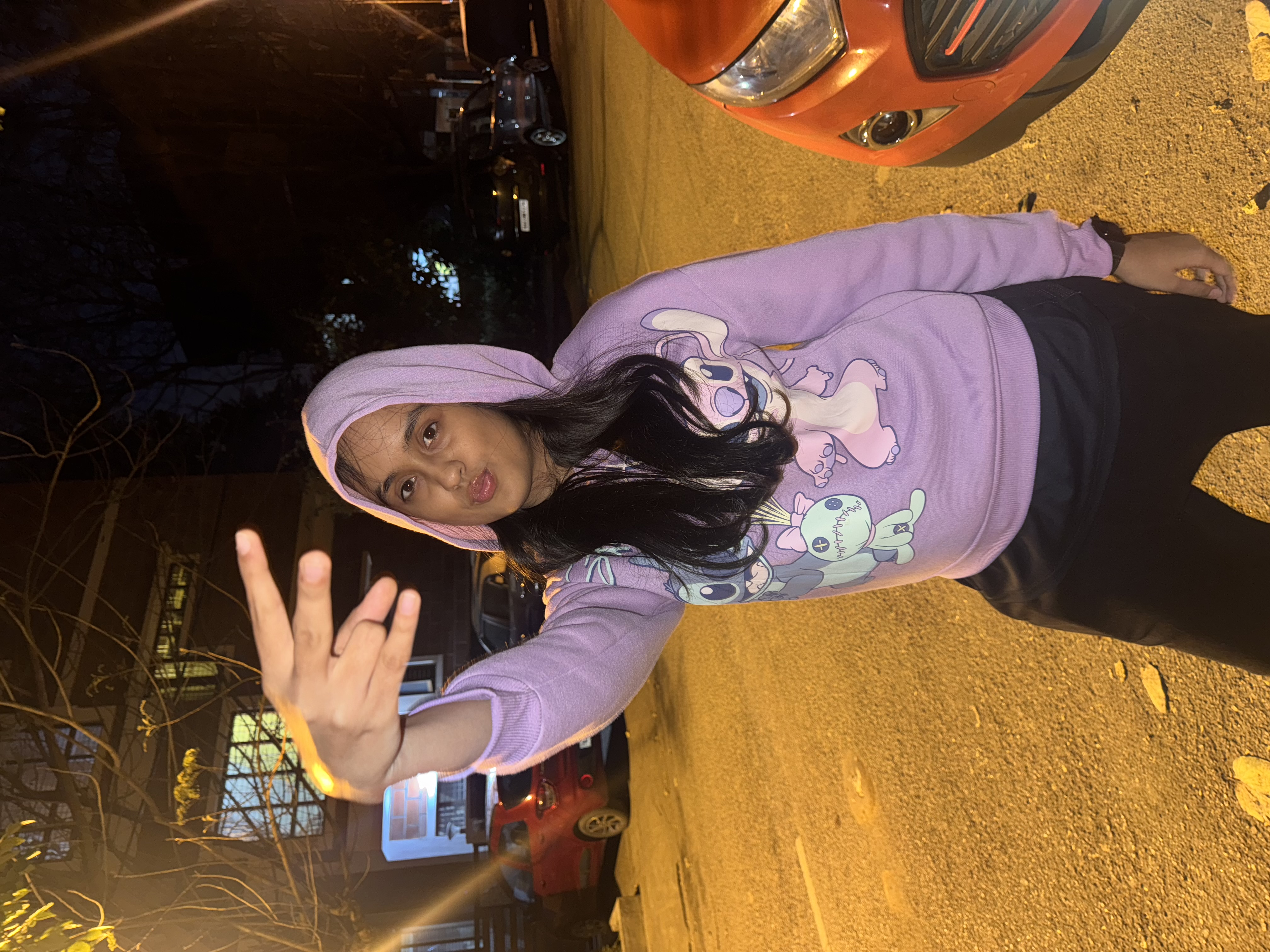 Purple hoodie night